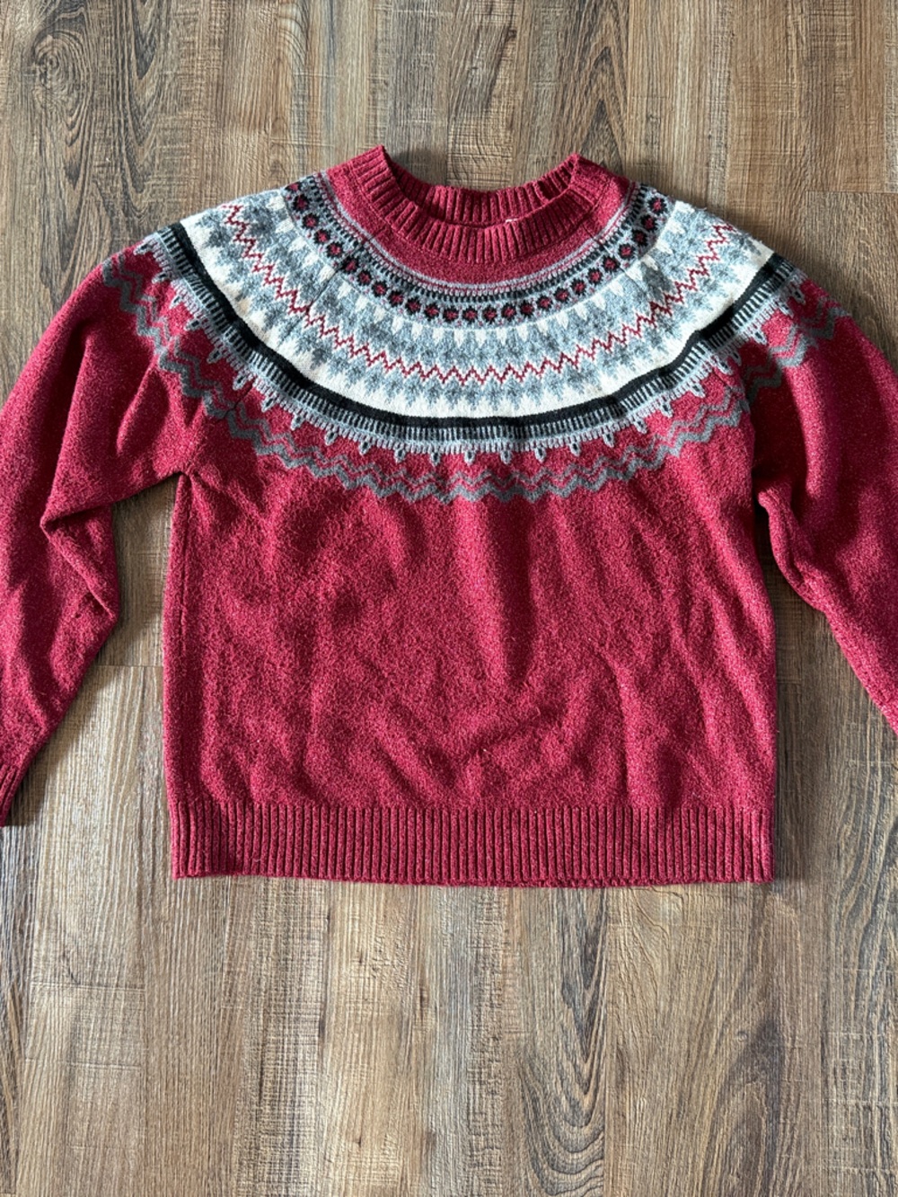 Red Fair-Isle Patterned Sweater - Like New